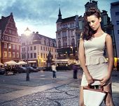 stock photo of beauty  - Beautiful woman wearing white dress - JPG 