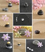 foto of zen  - collage of zen garden with stone and sand - JPG 
