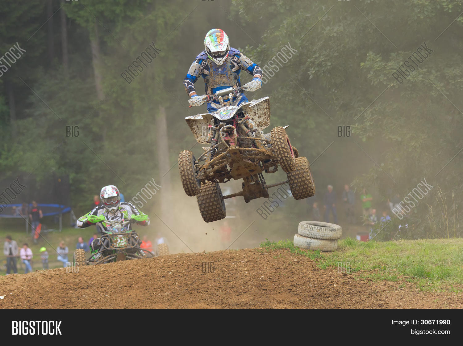 Quad Motorbike Racer Jumps Image & Photo Bigstock