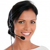 pic of center  - Smiling call center young woman ready for support and contact - JPG 