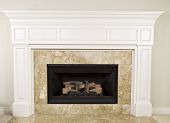 image of nature  - Natural gas insert fireplace with large mantel - JPG 