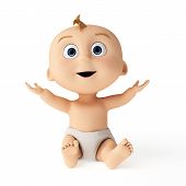image of toon  - 3d rendered toon illustration of a cute baby - JPG 