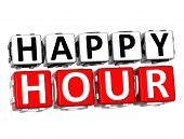 stock photo of puzzle  - 3D Happy Hour Button Click Here Block Text over white background - JPG 
