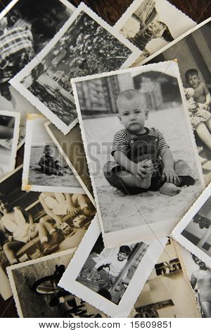 Picture or Photo of Remembering childhood: stack of old photos