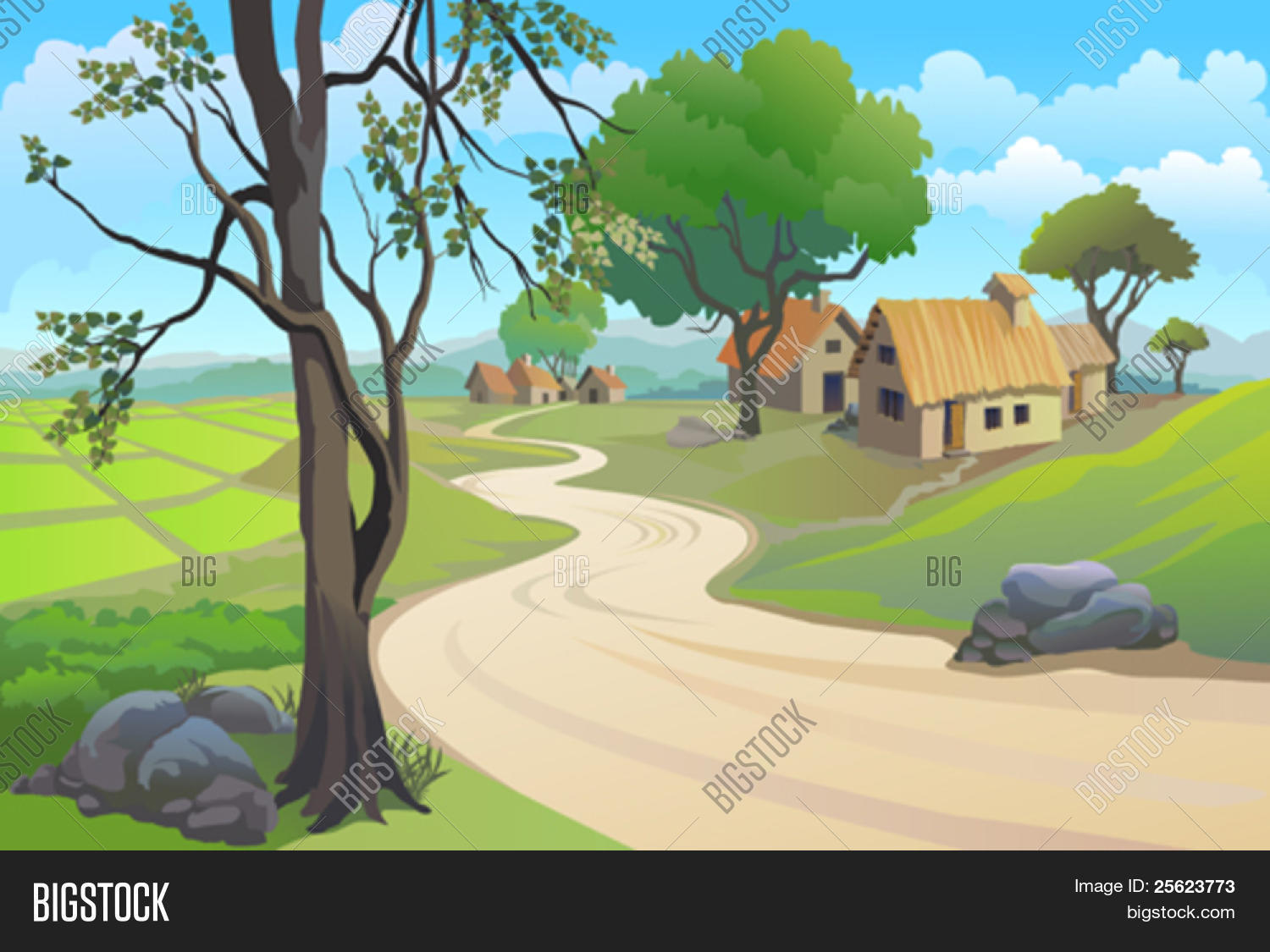 GREEN PADDY FIELDS , PATHWAY Vector & Photo Bigstock