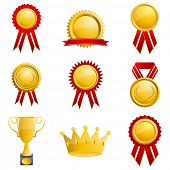 pic of leadership  - illustration of medals on isolated white background - JPG 