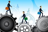 stock photo of business people  - illustration of business people moving on gear - JPG 