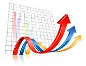 stock photo of leadership  - 3D arrows waving and upwarding - JPG 