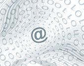 foto of zero  - Blue twisting lines overlaid with ones and zeros - JPG 