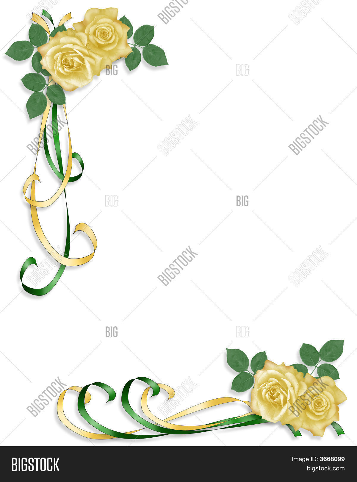 Yellow Roses Ribbons Corner Design Image & Photo Bigstock