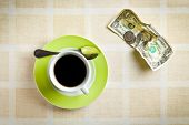 picture of currency  - the american currency and coffee cup - JPG 