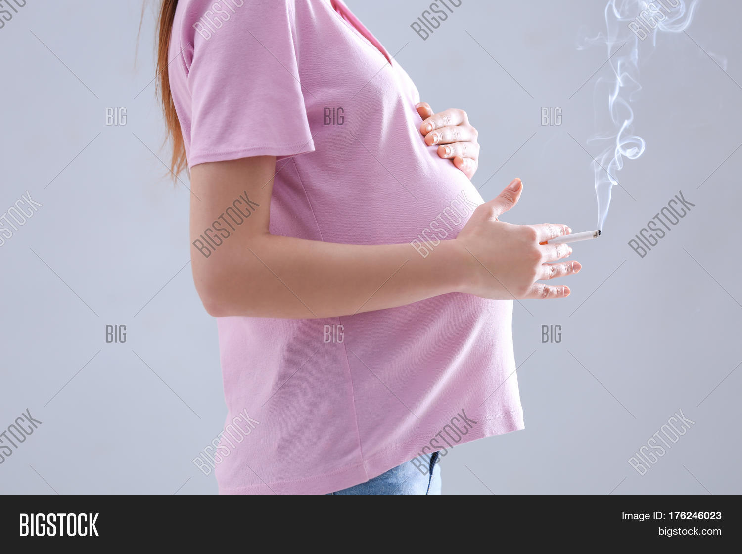 Pregnant Woman Smoking Cigarette On Image & Photo Bigstock
