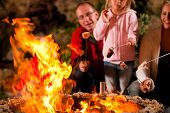 image of family  - Family at the barbecue in the evening - JPG 