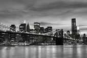 picture of bridge  - Brooklyn Bridge and Manhattan Skyline At Night - JPG 