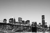 foto of bridge  - Brooklyn Bridge and Manhattan Skyline At Night - JPG 