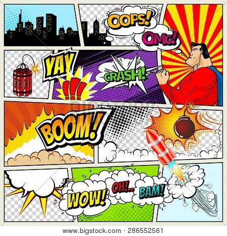 Poster: Comics Template Vector Retro Comic