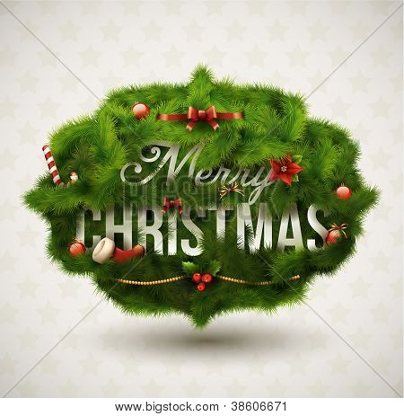 Picture or Photo of "Merry Christmas", Creative label. Vector Illustration.
