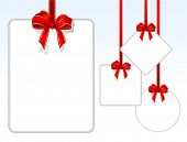 stock photo of objects  - Card notes with red gift bows with ribbons - JPG 