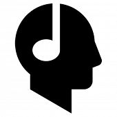 image of headphones  - Profile of the man with note - JPG 