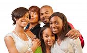image of teenager  - Happy African American family with teenage kids smiling on white background - JPG 