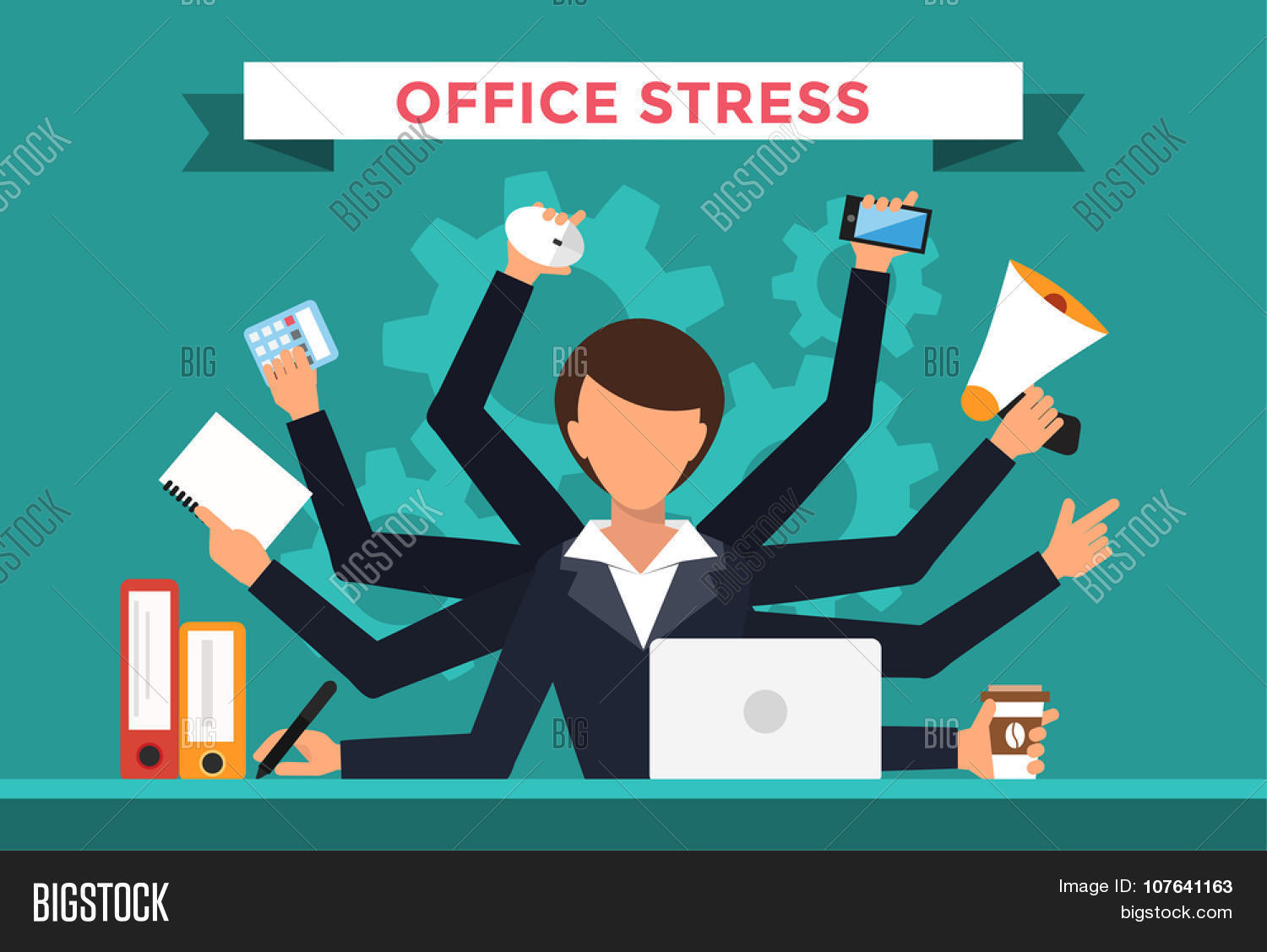 Office job stress work vector illustration. Stress on work. Business ...