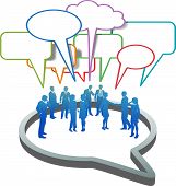 stock photo of business concept  - Inner circle business people talk meet in a social media network speech bubble - JPG 