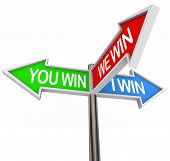 picture of victory  - Three colorful arrow signs reading You Win - JPG 