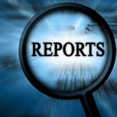 picture of report  - reports on a blue background with a magnifier - JPG 