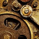 picture of watch  - close up view of gears from old mechanism - JPG 