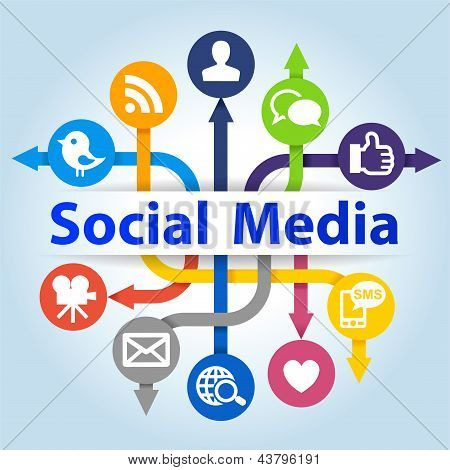 Picture or Photo of Social Media Communication Concept on blue background
