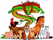 image of animals  - A vector set of all 12 chinese zodiac animals. Drawn in cartoon style, this vector is very good for design that needs animal or chinese zodiac element in cute, funny, colorful and cheerful style.

Available as a Vector in EPS8 format that can be scaled - JPG 