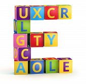image of spell  - Letter E from ABC cubes for kid spell education - JPG 