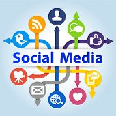 picture of communicate  - Social Media Communication Concept on blue background - JPG 