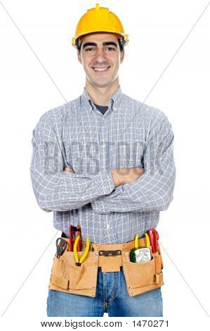 Picture or Photo of Construction worker a over white back ground