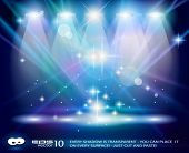picture of spotlight  - Magic Spotlights with Blue rays and glowing effect for people or product advertising - JPG 
