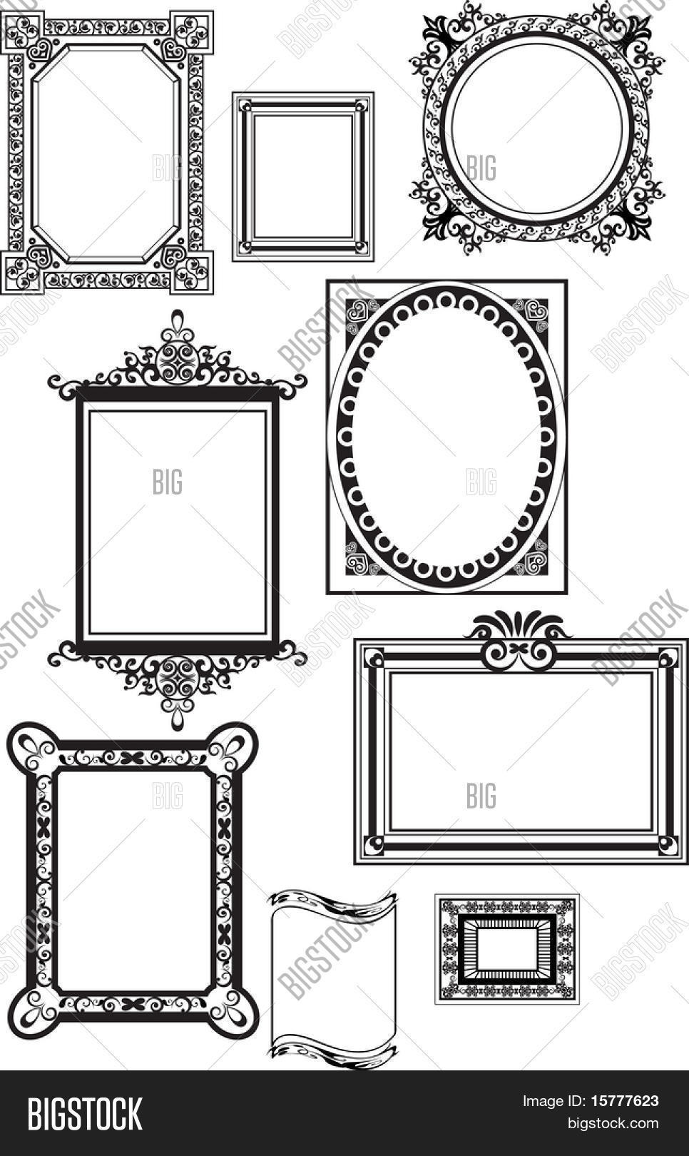Collection of many vintage picture frames, Vector file, To see similar