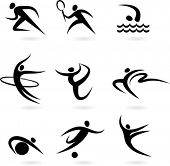 image of sports  - Set of black and white sport icons - JPG 