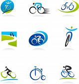 stock photo of competition  - Cycling and bicycles icons - JPG 