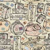 stock photo of latch  - Seamless background of the old vintage suitcases - JPG 