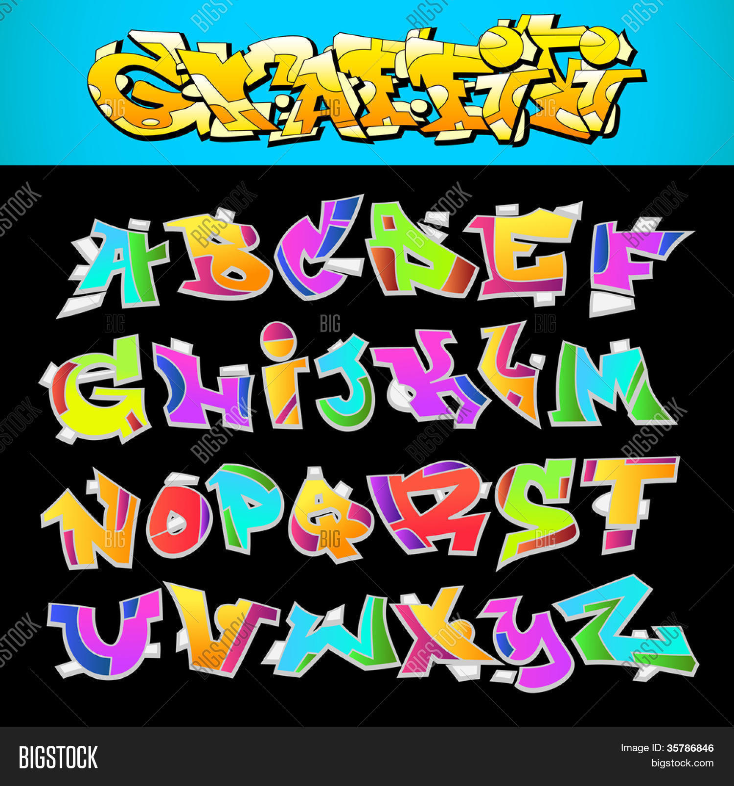 Graffiti Font Alphabet Vector Art Stock Vector & Stock Photos | Bigstock