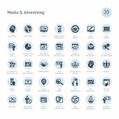 stock photo of strategy  - Set of vector icons for media and advertising - JPG 
