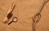 stock photo of credence  - scroll with wax seal and rope on old paper background - JPG 