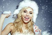 image of woman  - Beautiful Winter Woman - JPG 