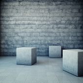 picture of interior  - Abstract grunge interior with concrete cubes - JPG 