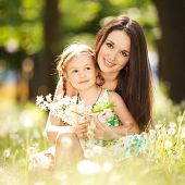stock photo of outdoor  - Mother and daughter in the park - JPG 