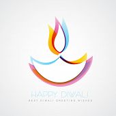 image of religion  - stylish colorful diwali diya isolated on white background - JPG 