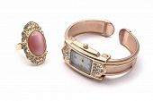picture of watch  - Fashion Watch and Ring isolated on white background - JPG 
