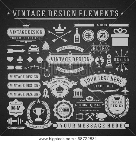 vintage vector design elements retro chalk style golden typographic