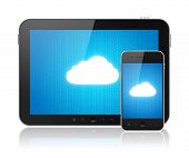 pic of portable  - Cloud computing connection on digital tablet pc and modern smart phone - JPG 