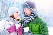stock photo of outdoor  - Happy Couple Having Fun Outdoors - JPG 